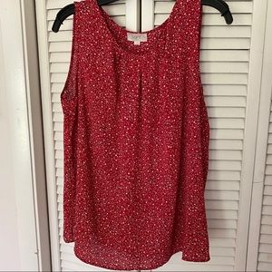 Loft - Sleeveless Red Cherry Blossom Blouse